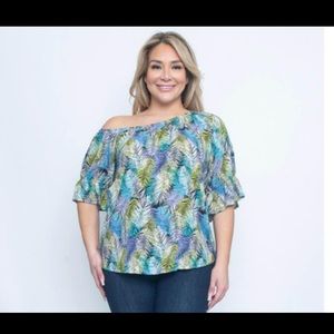 NEW plus Size Spring Print Bell Sleeve Top 1X 2X 3X